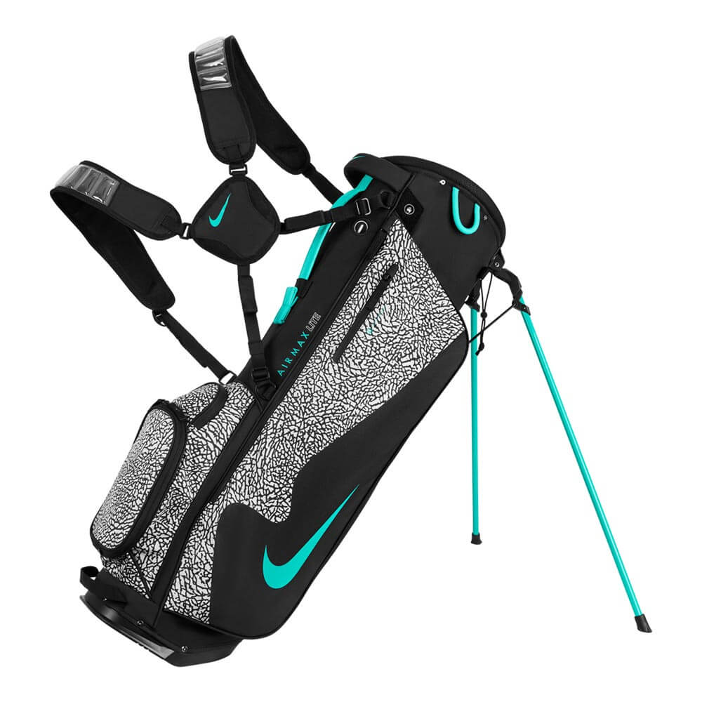 ナイキ NIKE　エアマックス ライト スタンド キャディバッグ GF3018 039 ブラック/ウルフグレー/クリアジェイド ブラック/ジェイド