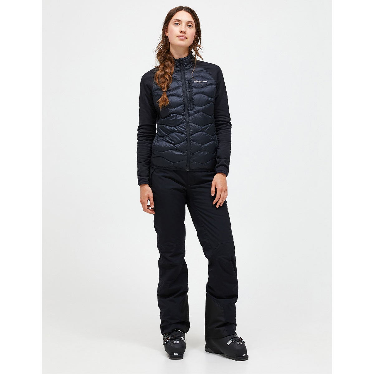 ピークパフォーマンス PEAK PERFORMANCE スキー スノーボードウェア ウィメンズ ヘリウムダウンハイブリッドジャケット W Helium Down Hybrid Jacket G79839-020 2026-2027 BLACK 素材感