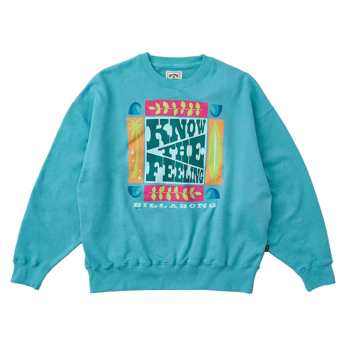 ビラボン BILLABONG　KNOW THE FEELING SWEAT CREW レディース トレーナー BF014035 ミントブルー（MYB）