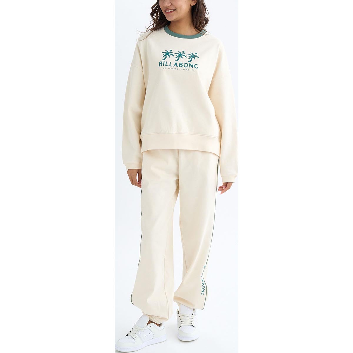 ビラボン BILLABONG　TRIPLE PALMS SWEAT LONG PANTS レディース セットアップボトムス BF014707 ホワイト（WCP）