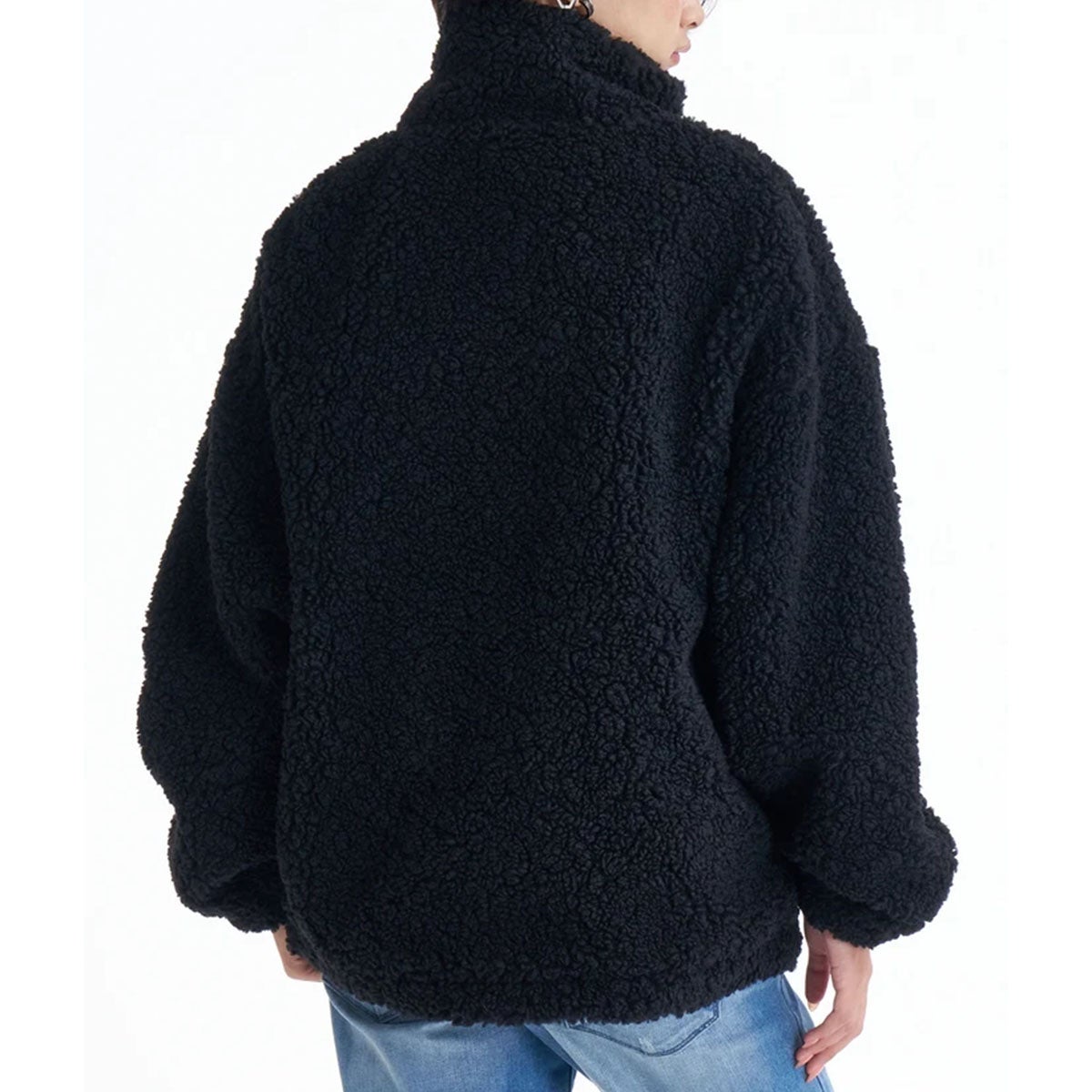 ビラボン BILLABONG FUR BOA STAND LIGHT JACKET ドローコード付き レディース ジップアップジャケット BF014760 ブラック着用背面