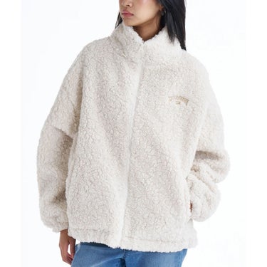 ビラボン BILLABONG FUR BOA STAND LIGHT JACKET ドローコード付き レディース ジップアップジャケット BF014760 ブラック胸元ロゴディテール
