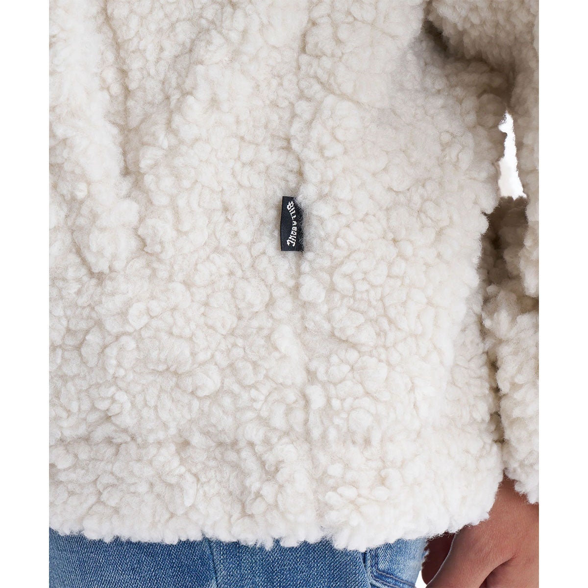 ビラボン BILLABONG FUR BOA STAND LIGHT JACKET ドローコード付き レディース ジップアップジャケット BF014760 アイボリー袖口ファスナーディテール