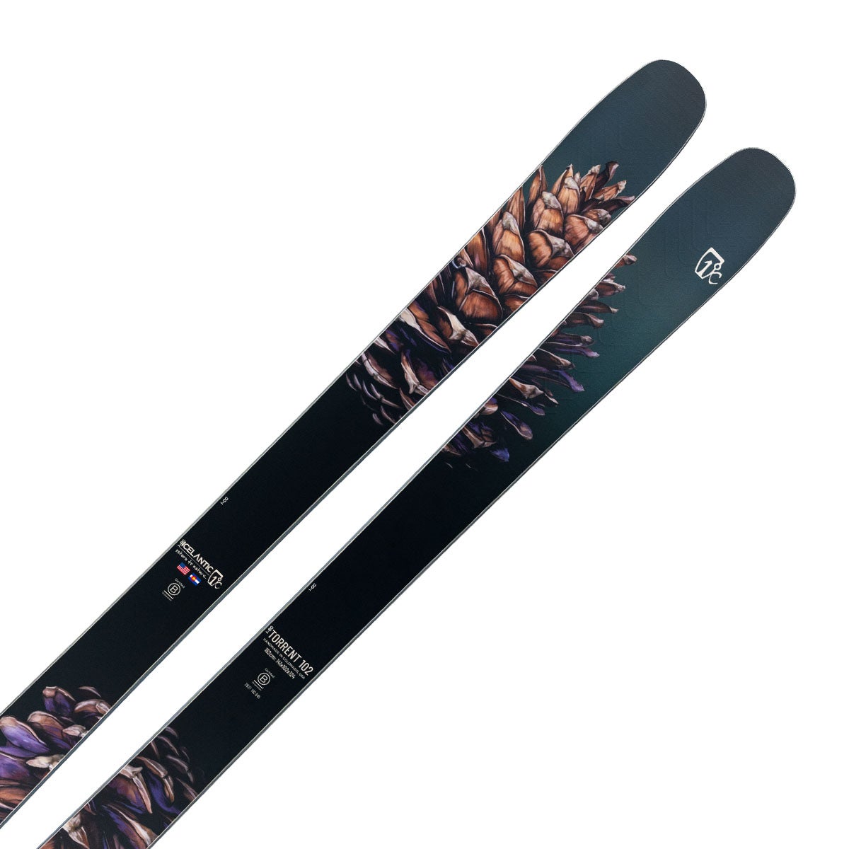 アイスランティック ICELANTIC Torrent 102 トレント 102 スキー板 単品 2026-2027 ブラック フラワーグラフィック スキー板斜め