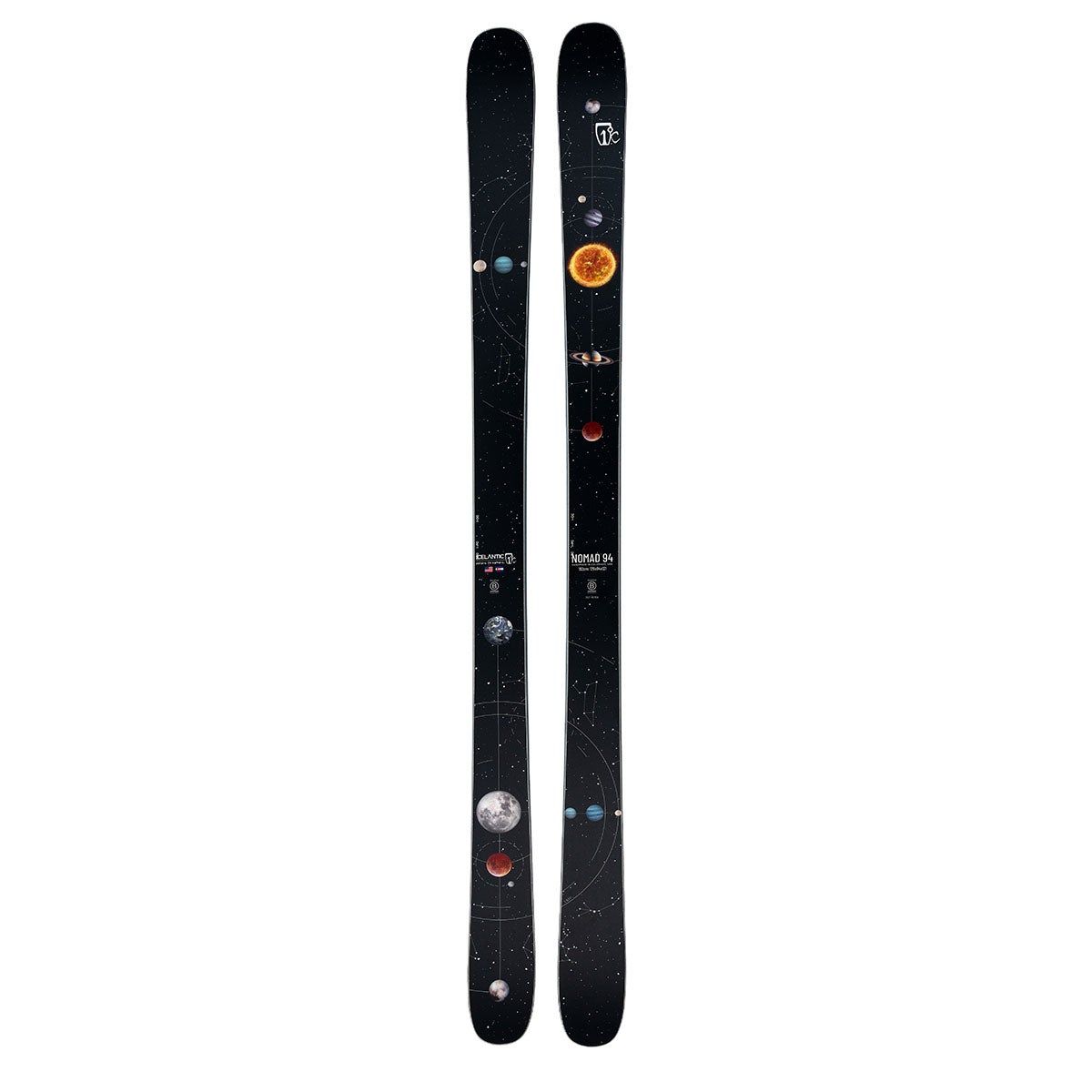 アイスランティック ICELANTIC Nomad 94 ノマド 94 スキー板 単品 2026-2027 ブラック 惑星グラフィック スキー板全体正面