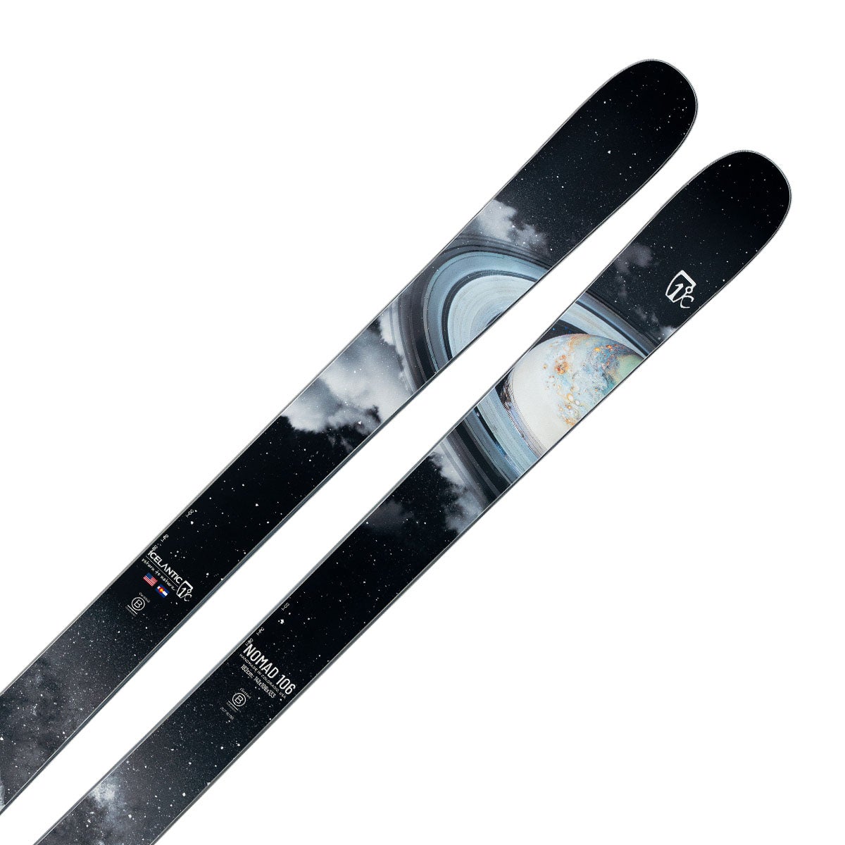 アイスランティック ICELANTIC Nomad 106 ノマド 106 スキー板 単品 2026-2027 ブラック ホワイトグラフィック スキー板斜め