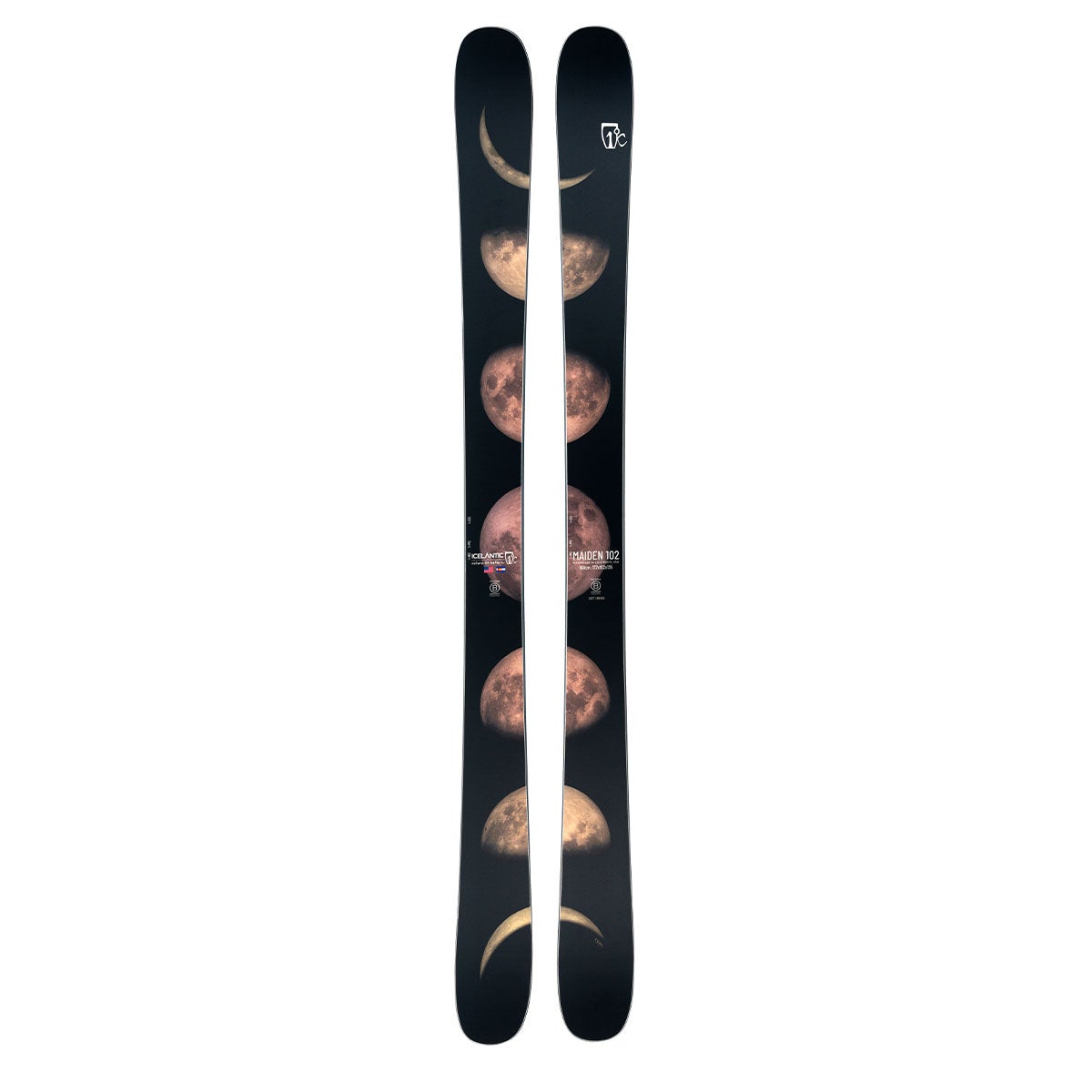 アイスランティック ICELANTIC Maiden 102 メイデン 102 スキー板 単品 2026-2027 ブラック 月面グラフィック スキー板全体正面