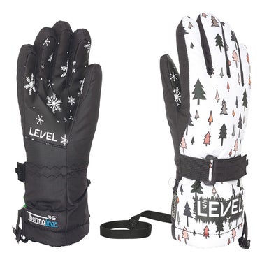 レベル LEVEL JUNIOR 4153JG PKWT ジュニア スキー スノーボードグローブ 2025-2026 ピンク ホワイト ジュニアグローブ 掌側と甲側