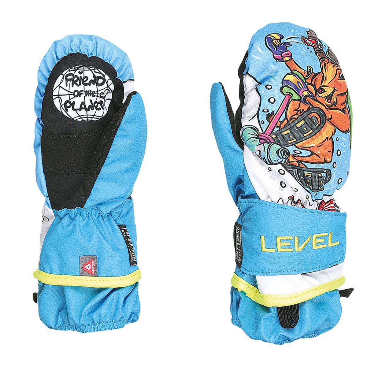 レベル LEVEL アニマル ANIMAL 4175JM_LBL ジュニア スキー スノーボードグローブ 2025-2026 ライトブルー ジュニアミトン 掌側と甲側