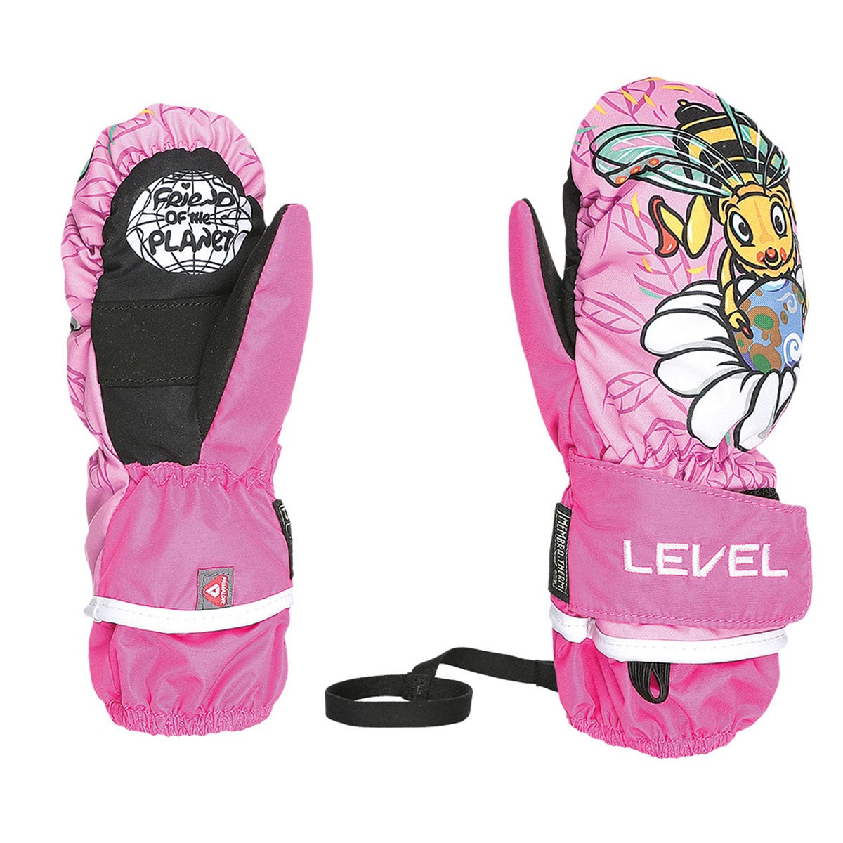 レベル LEVEL アニマル ANIMAL 4175JM_PK ジュニア スキー スノーボードグローブ 2025-2026 ピンク ジュニアミトン 掌側と甲側