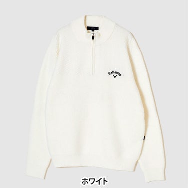 【fw集約】キャロウェイ メンズ ヘリンボーン 長袖 ハーフジップ ニット C25218105 ゴルフウェア [2025年秋冬モデル 50％OFF] 特価 商品背面
