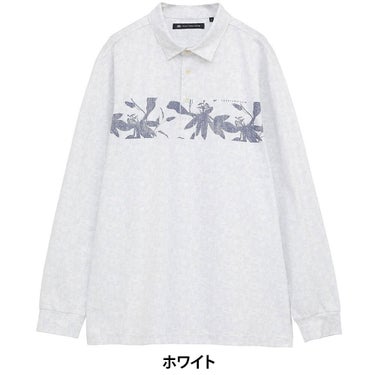トラヴィスマシュー Travis Mathew　メンズ ラベンダー柄 チェストプリント 長袖 ポロシャツ 7AM017  ホワイト 正面