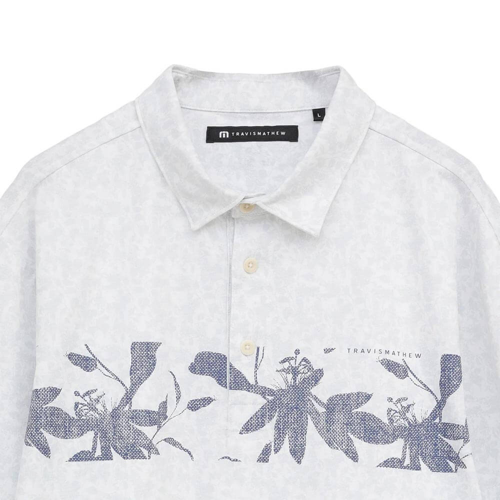 トラヴィスマシュー Travis Mathew　メンズ ラベンダー柄 チェストプリント 長袖 ポロシャツ 7AM017  胸元プリント ディテール
