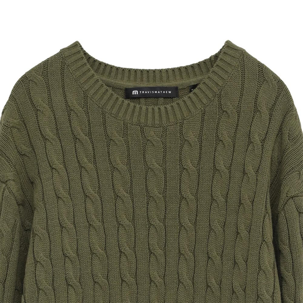 トラヴィスマシュー Travis Mathew　メンズ ケーブクルーネック 長袖 ニット 7AM027  クルーネック・ケーブル編み ディテール