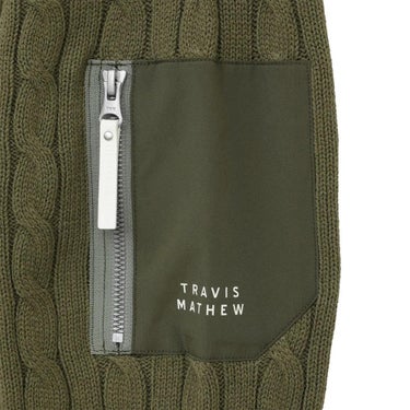 トラヴィスマシュー Travis Mathew　メンズ ケーブクルーネック 長袖 ニット 7AM027  袖ジップポケット ディテール