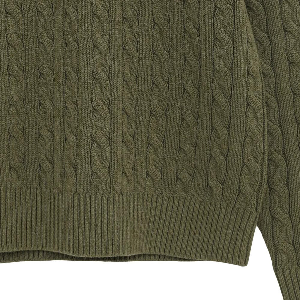 トラヴィスマシュー Travis Mathew　メンズ ケーブクルーネック 長袖 ニット 7AM027  裾リブ・ケーブル編み ディテール