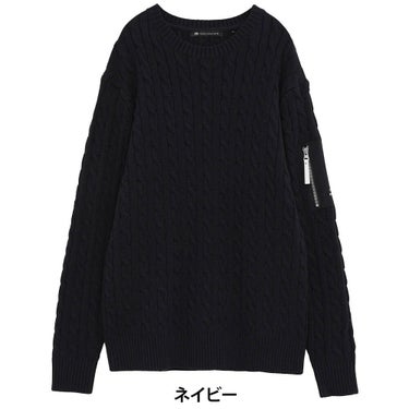 トラヴィスマシュー Travis Mathew　メンズ ケーブクルーネック 長袖 ニット 7AM027  ネイビー 正面