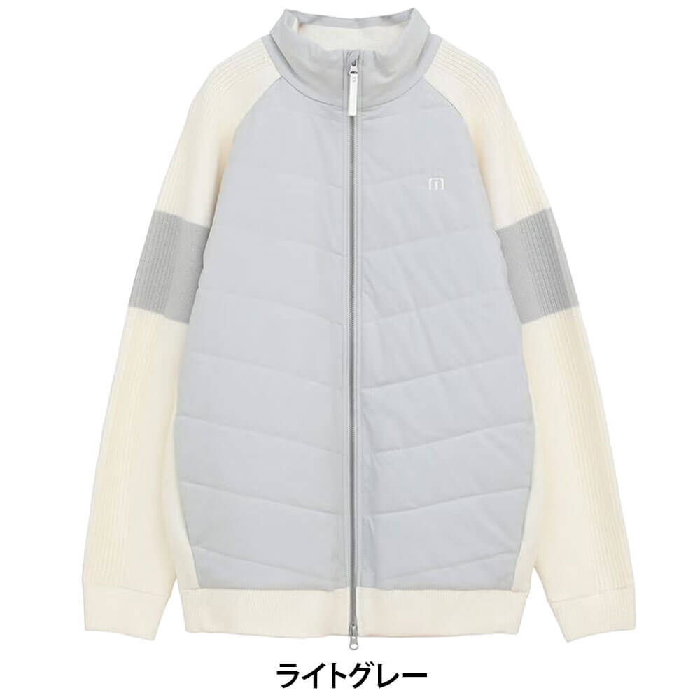 トラヴィスマシュー Travis Mathew　メンズ ニットコンビ ハイブリッド 中綿 長袖 ジャケット 7AM04 ライトグレー 正面