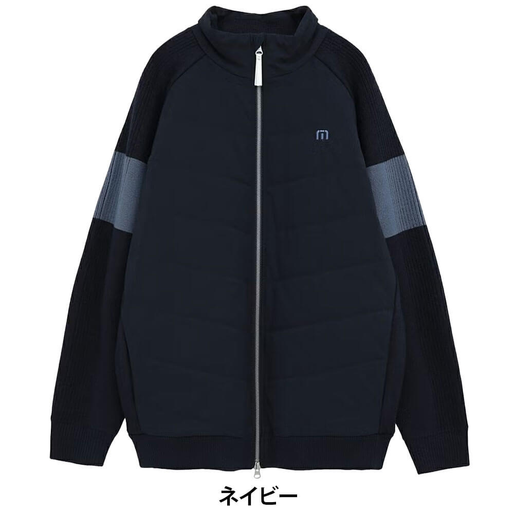 トラヴィスマシュー Travis Mathew　メンズ ニットコンビ ハイブリッド 中綿 長袖 ジャケット 7AM04 ネイビー 正面