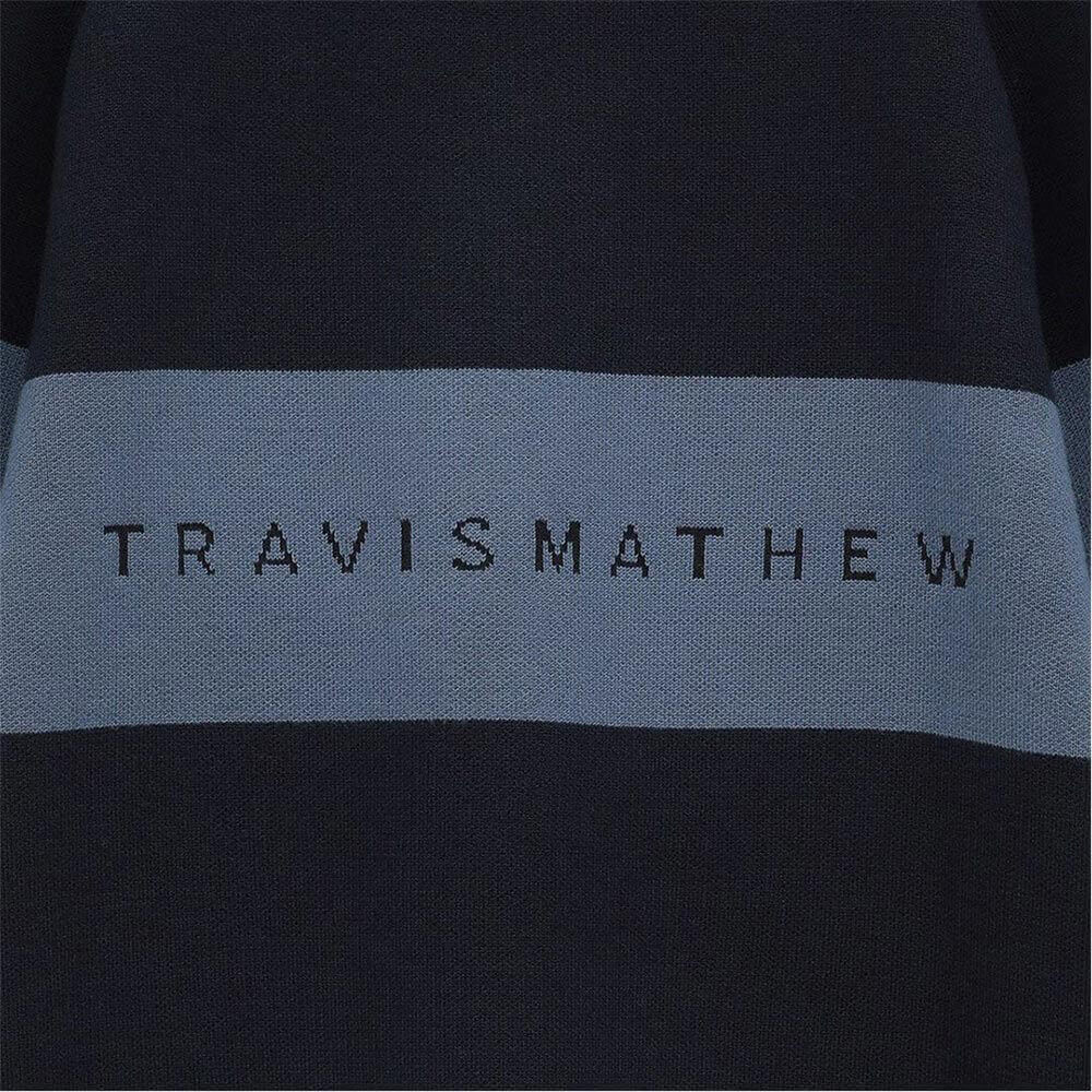 トラヴィスマシュー Travis Mathew　メンズ ニットコンビ ハイブリッド 中綿 長袖 ジャケット 7AM04 ネイビー 背面ロゴライン ディテール