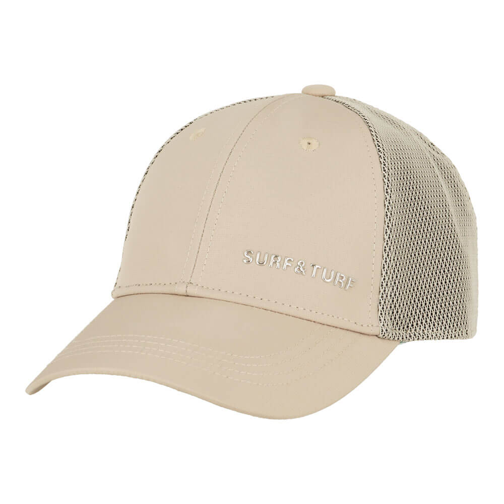 サーフ＆ターフ SURF＆TURF　遮熱 メッシュキャップ DS2427 BE ベージュ　2026年モデル 前方斜め