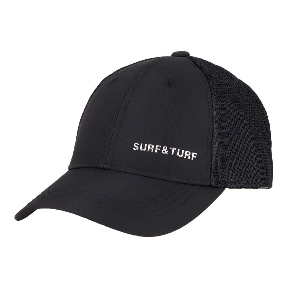 サーフ＆ターフ SURF＆TURF　遮熱 メッシュキャップ DS2427 BK ブラック　2026年モデル 前方斜め
