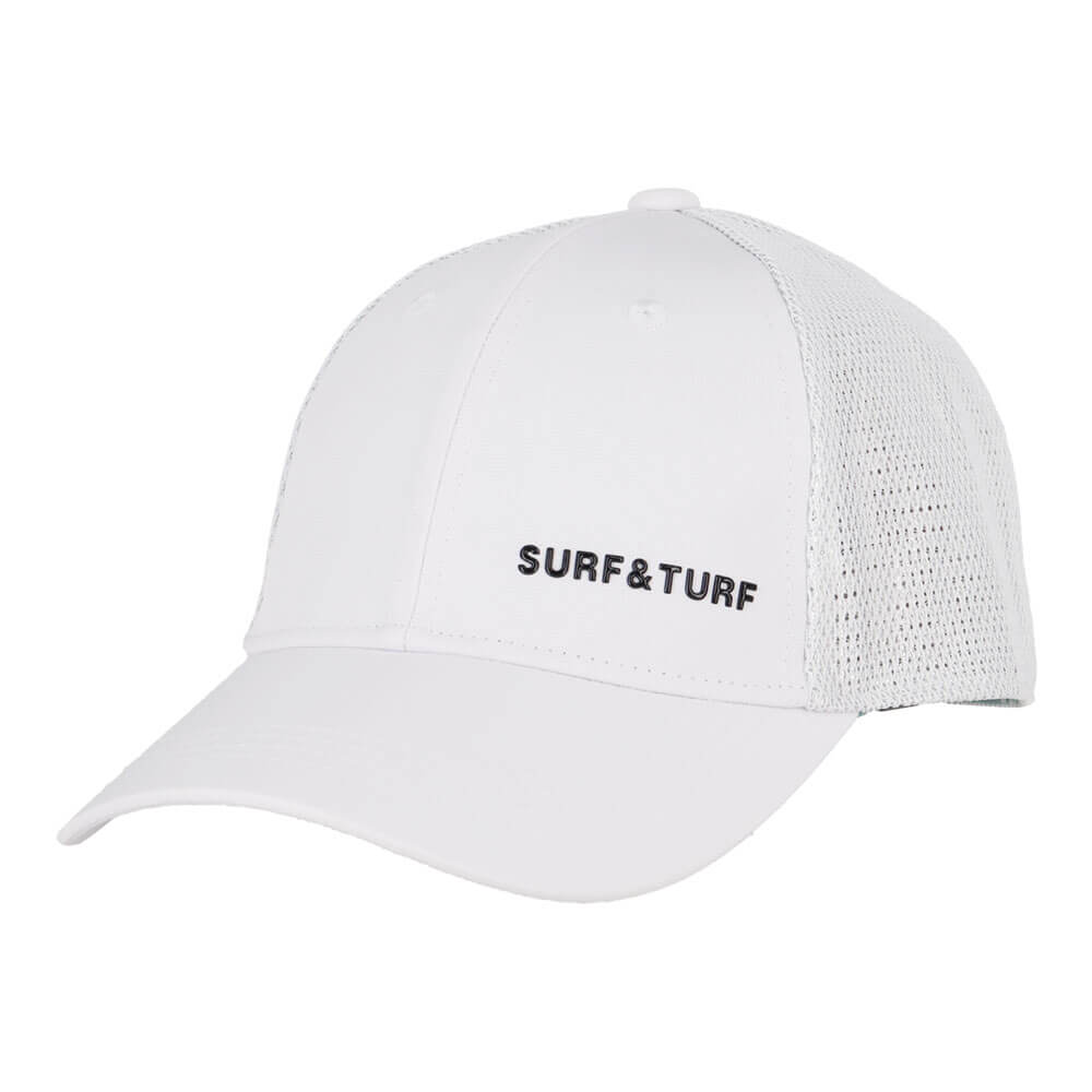サーフ＆ターフ SURF＆TURF　遮熱 メッシュキャップ DS2427 WH ホワイト　2026年モデル 前方斜め