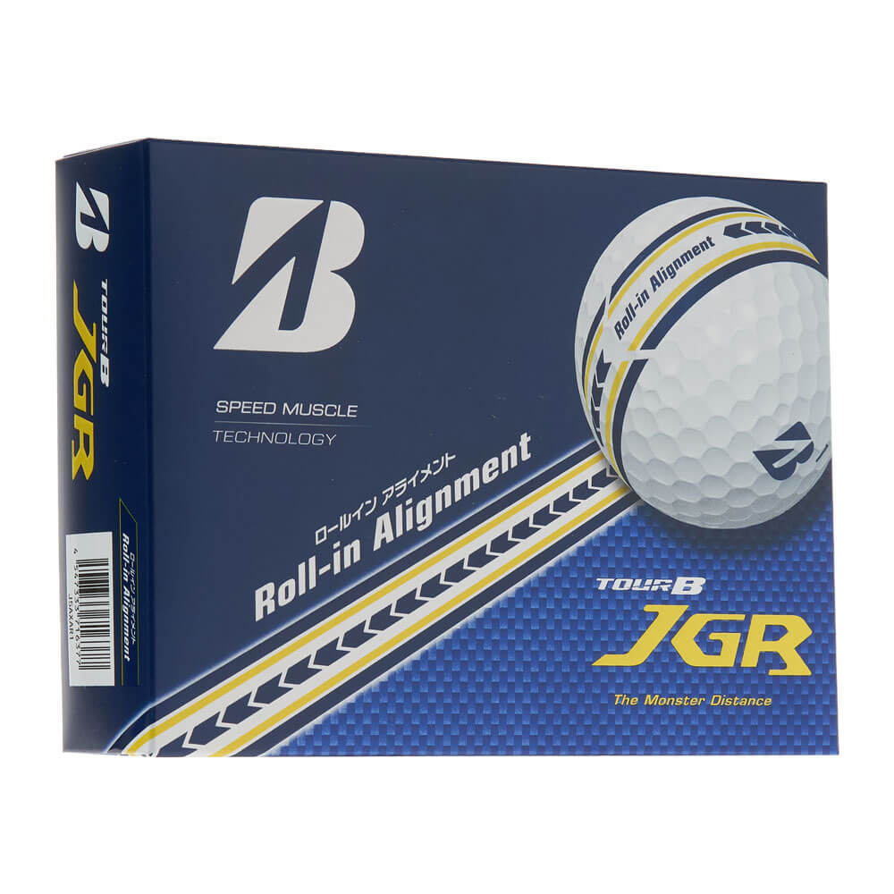 [2026年モデル] ブリヂストン TOUR B JGR Roll-in Alignment ツアーB ジェイジーアール ゴルフボール 1ダース（12球入り）　ロールインアライメント ホワイト パッケージ 正面