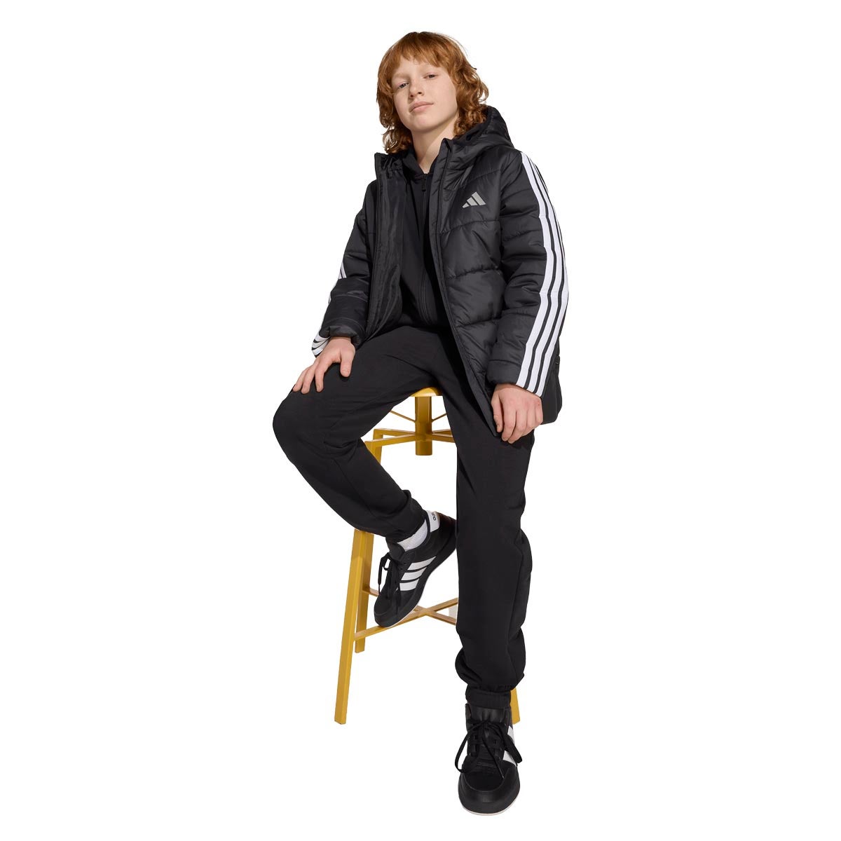 アディダス adidas エッセンシャルズ スリーストライプス 中わた入りジャケット キッズ 中綿ジャケット KKO90 襟・首元 ディテール