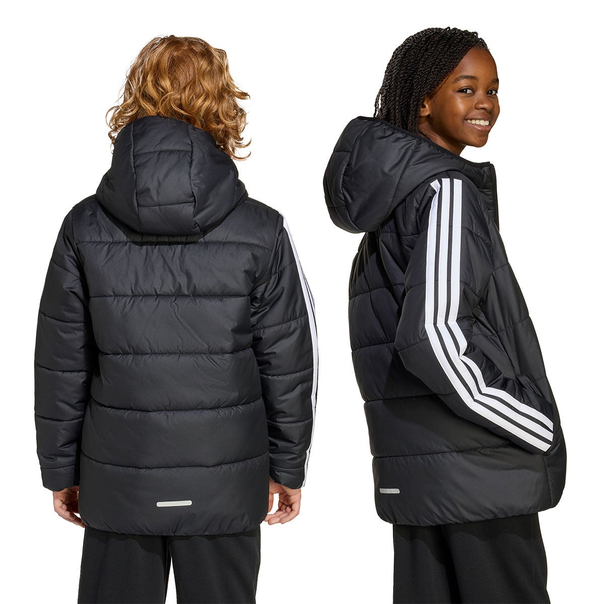 アディダス adidas エッセンシャルズ スリーストライプス 中わた入りジャケット キッズ 中綿ジャケット KKO90 ロゴ ディテール