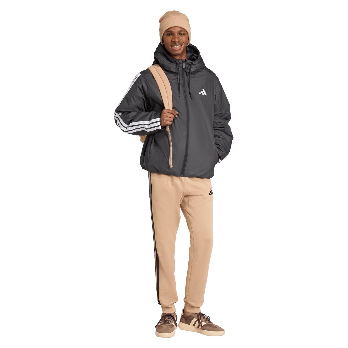 アディダス adidas エッセンシャルズ クライマウォーム スリーストライプス インサレーション フードジャケット 中綿ジャケット KLK10 襟・首元 ディテール