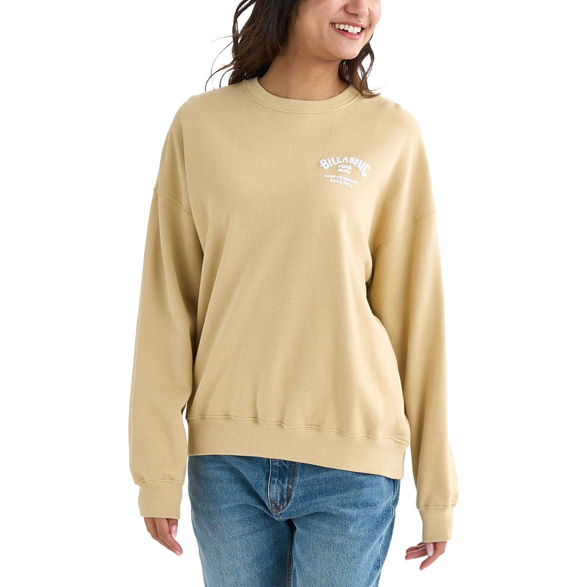 ビラボン BILLABONG SQUARE LOGO BOY FIT CREW スウェットトレーナーウィメンズ BF014004 ロゴ ディテール