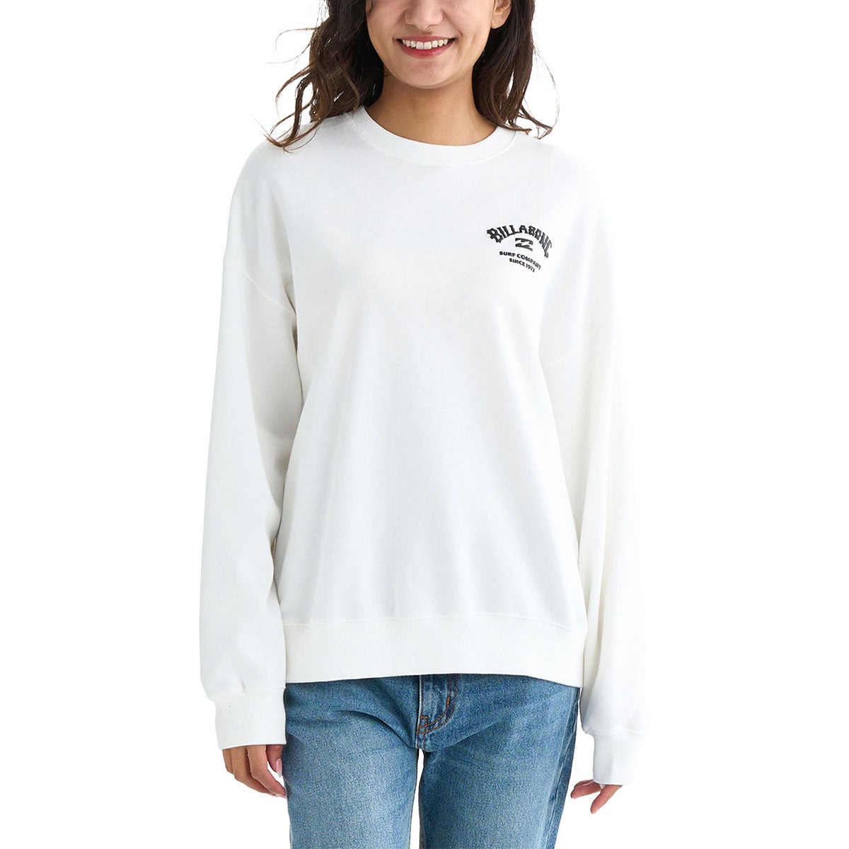 ビラボン BILLABONG SQUARE LOGO BOY FIT CREW スウェットトレーナーウィメンズ BF014004 商品ディテール