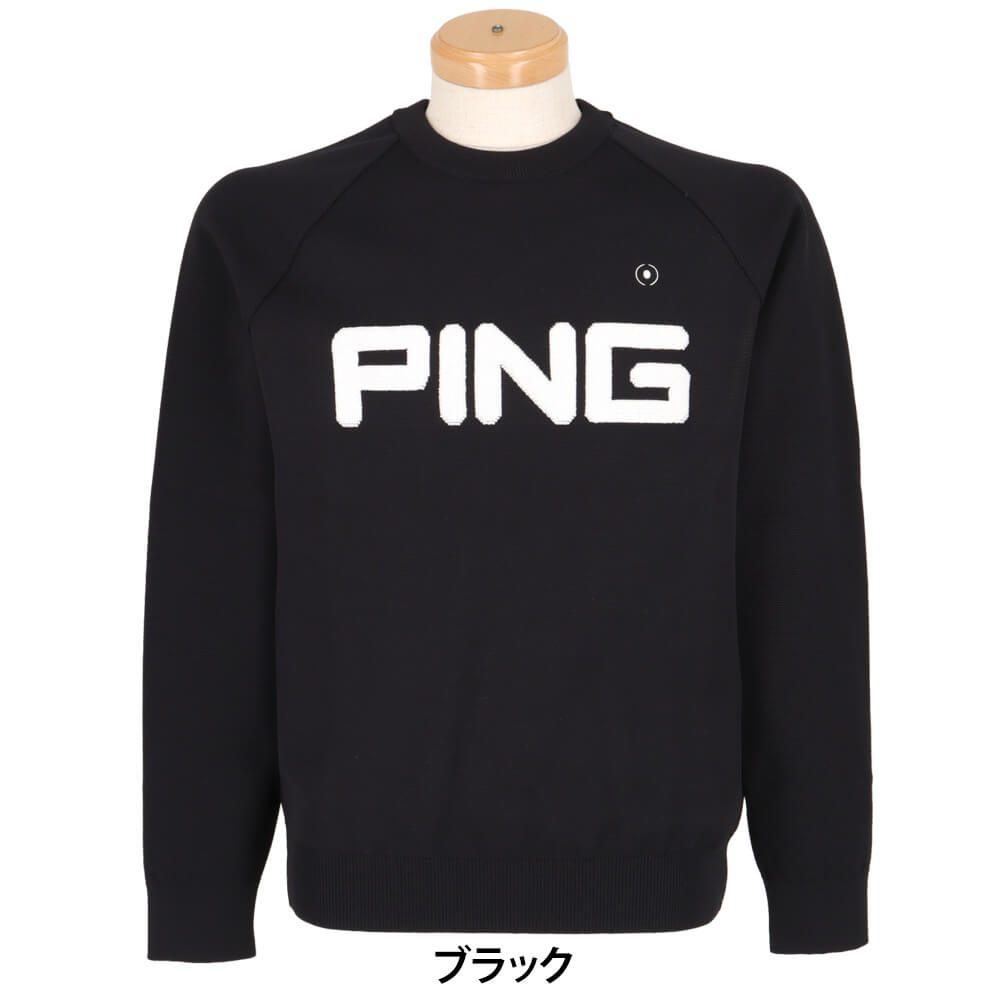 ピン PING メンズ 軽量 ビッグロゴ 長袖 クルーネック ニット プルオーバー 621-3270803 2023年モデル 商品外観 背面