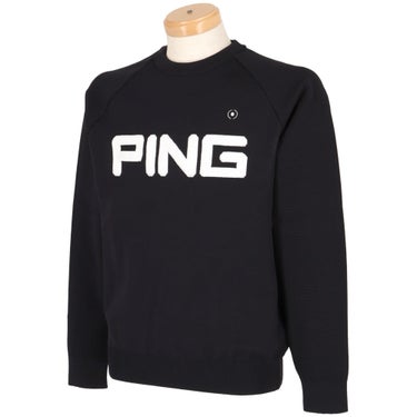 ピン PING メンズ 軽量 ビッグロゴ 長袖 クルーネック ニット プルオーバー 621-3270803 2023年モデル 着用イメージ