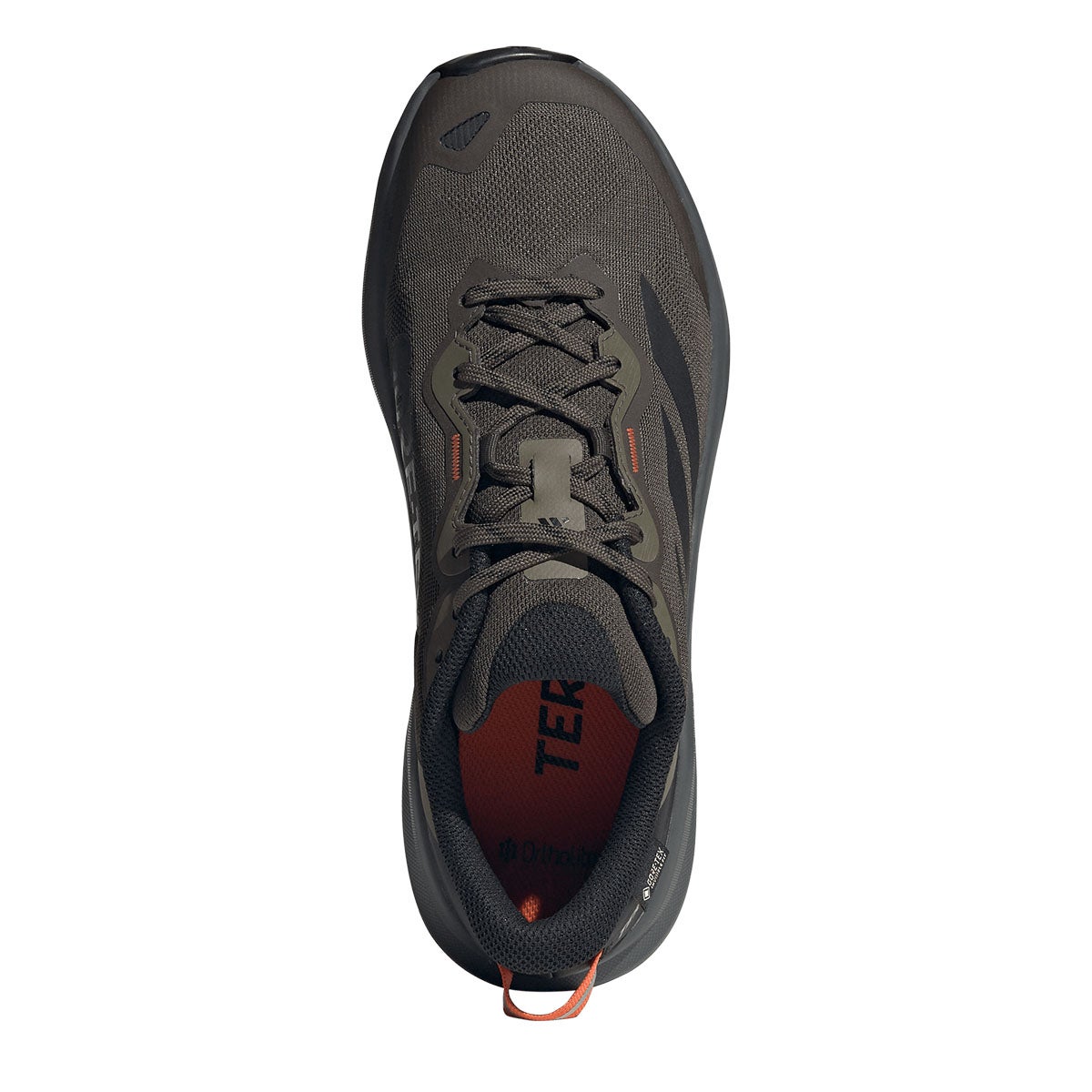 アディダス adidas Terrex トレースファインダー プラス GORE-TEX トレイルランニング / Terrex Tracefinder Plus GORE-TEX Trail Running トレッキングシューズ カーキグリーン JQ1965 上面