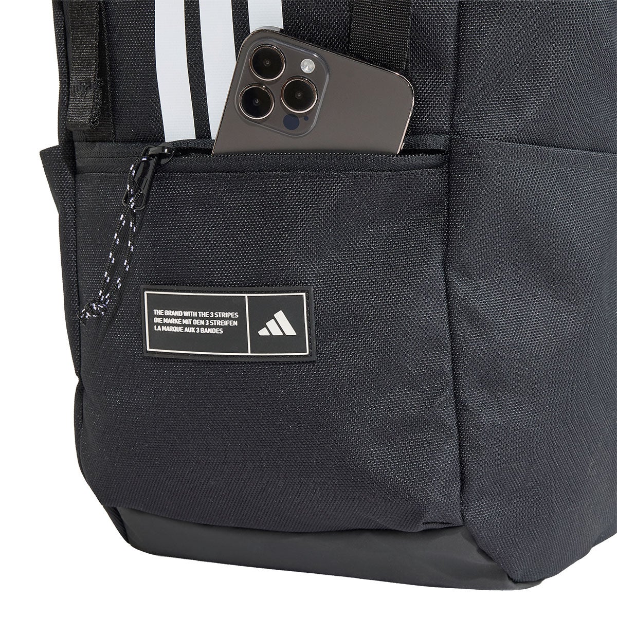 アディダス adidas スリーストライプス フラップ バックパック ブラック KG9575 収納イメージ