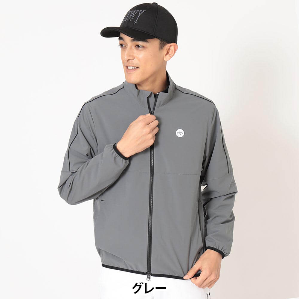 キャロウェイ Callaway メンズ 8WAYストレッチ 撥水 リップ 長袖 ブルゾン C26215100 グレー 正面