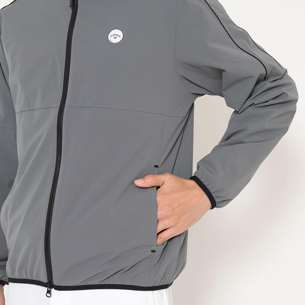 キャロウェイ Callaway メンズ 8WAYストレッチ 撥水 リップ 長袖 ブルゾン C26215100 グレー ポケットアップ