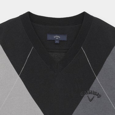 キャロウェイ Callaway メンズ ビッグアーガイル ニット ベスト C26219101 ブラック Vネックアップ