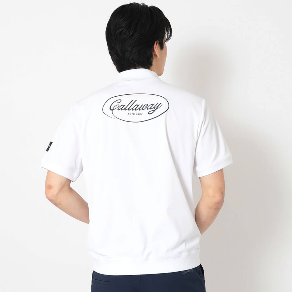 キャロウェイ Callaway スムース 半袖 モックネック シャツ C26234107 ホワイト 背面