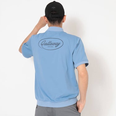 キャロウェイ Callaway スムース 半袖 モックネック シャツ C26234107 ブルー 背面