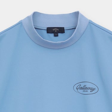 キャロウェイ Callaway スムース 半袖 モックネック シャツ C26234107 ブルー 襟元アップ