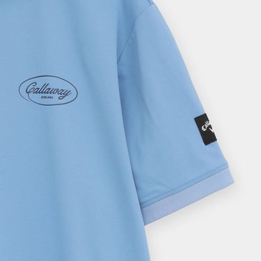 キャロウェイ Callaway スムース 半袖 モックネック シャツ C26234107 ブルー 胸ロゴアップ