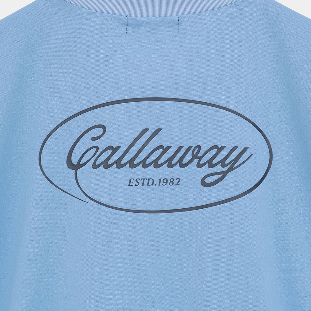 キャロウェイ Callaway スムース 半袖 モックネック シャツ C26234107 ブルー 背面ロゴアップ