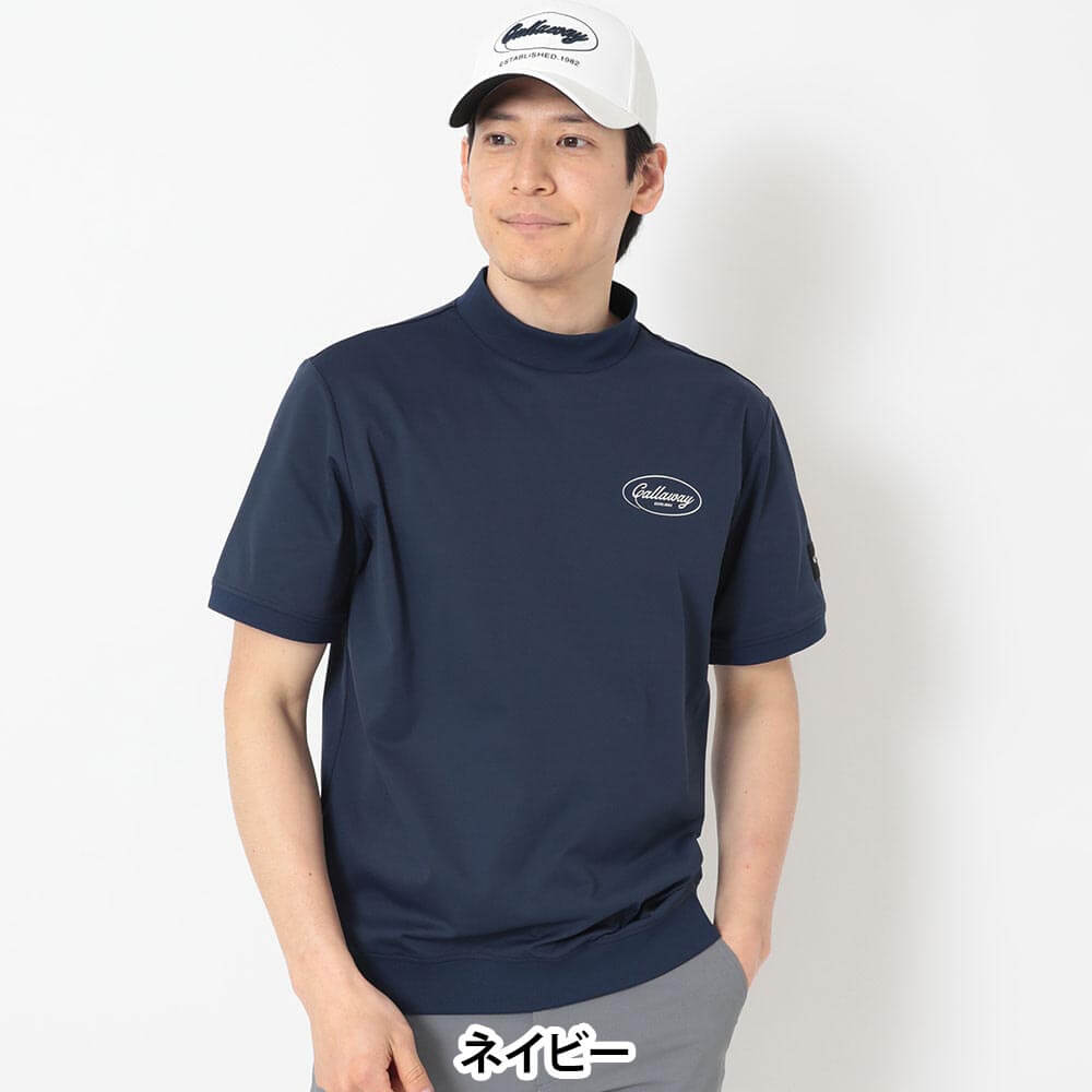 キャロウェイ Callaway スムース 半袖 モックネック シャツ C26234107 ネイビー 正面