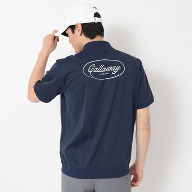 キャロウェイ Callaway スムース 半袖 モックネック シャツ C26234107 ネイビー 背面