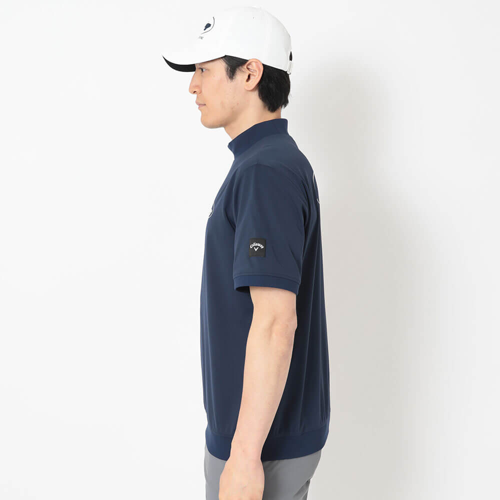キャロウェイ Callaway スムース 半袖 モックネック シャツ C26234107 ネイビー 側面