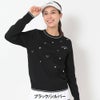 キャロウェイ Callaway レディース ラブキャロウェイ ハート刺繍 長袖 クルーネック ニット C26218203 ブラック/シルバー 正面