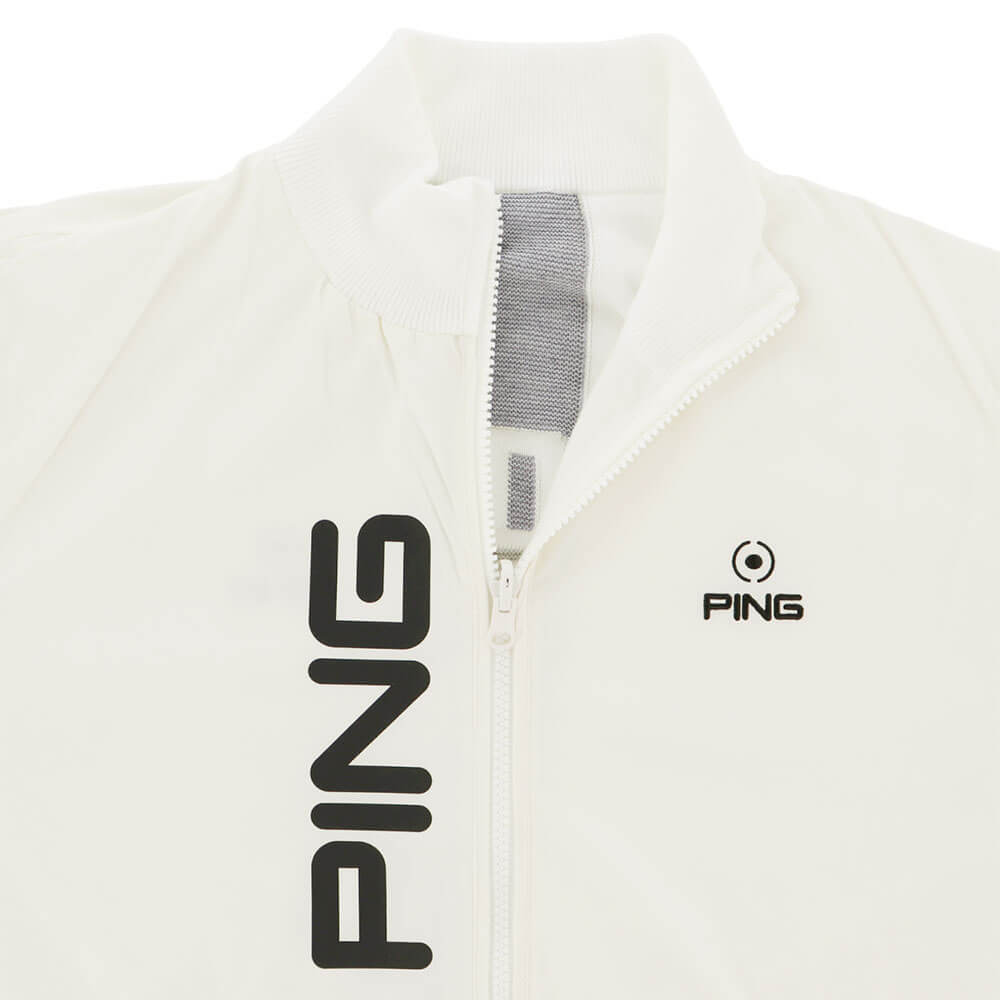 ピン PING メンズ 長袖 フルジップ リバーシブル ニット ブルゾン 621-3270007 アイボリー系 襟元アップ